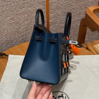 HN FAUBOURG TOUCH 20 IN NAVY BLUE WITH SILVER HARDWARE