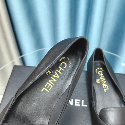 BALLET FLAT BLACK SHEEPSKIN POINTED TOE