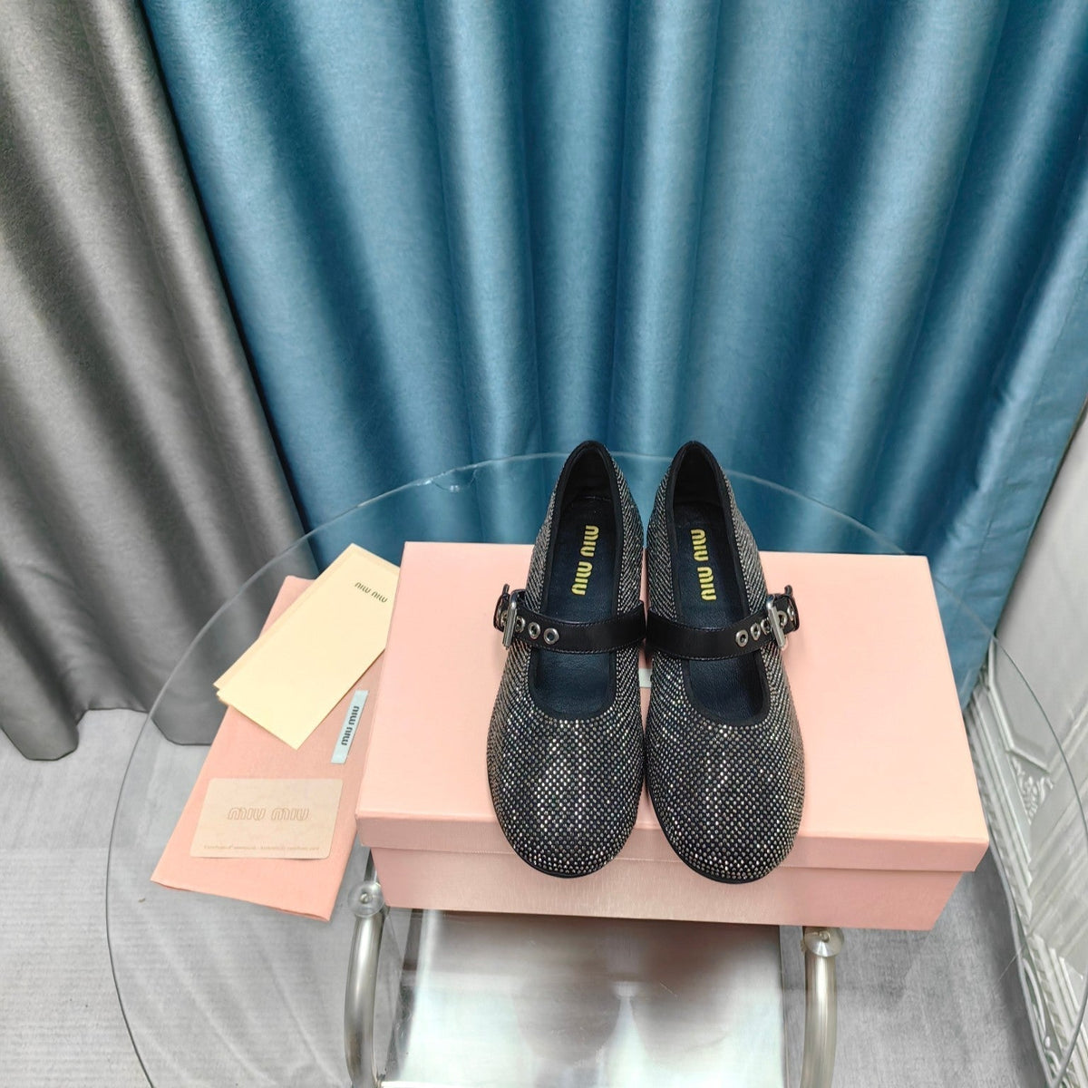 MARY JANE SHOES BLACK COWHIDE - SEQUIN