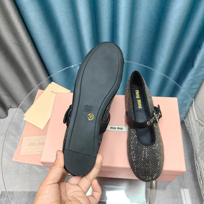 MARY JANE SHOES BLACK COWHIDE - SEQUIN