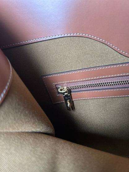 CABAS 37 IN BLACK TRIOMPHE CANVAS AND BRONZE BROWN CALFSKIN TRIM GOLD LOCK