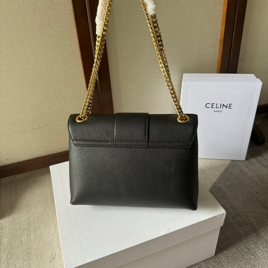 MEDIUM CELINE VICTOIRE BAG 25 IN BLACK CALFSKIN GOLDEN HARDWARE