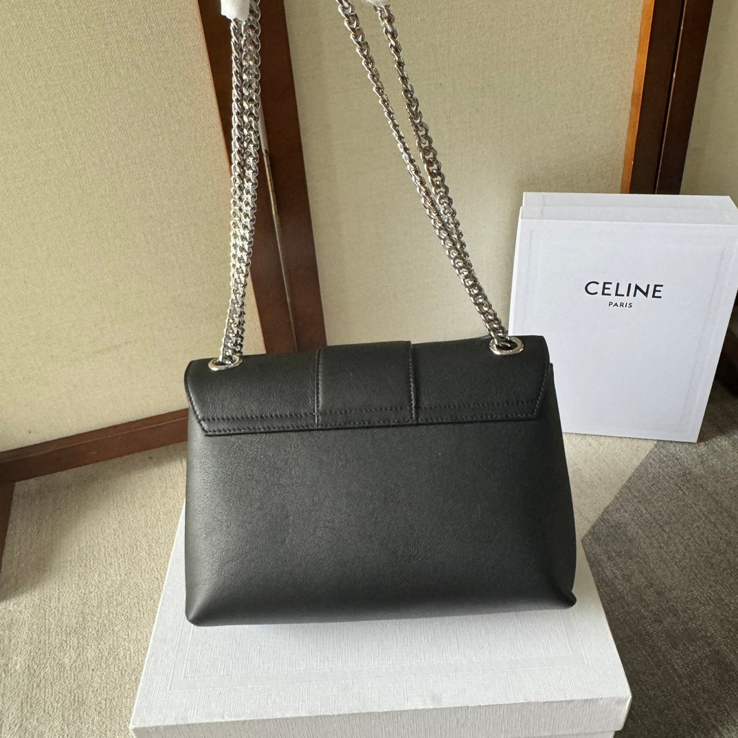 MEDIUM CELINE VICTOIRE BAG 25 IN BLACK CALFSKIN SILVER HARDWARE