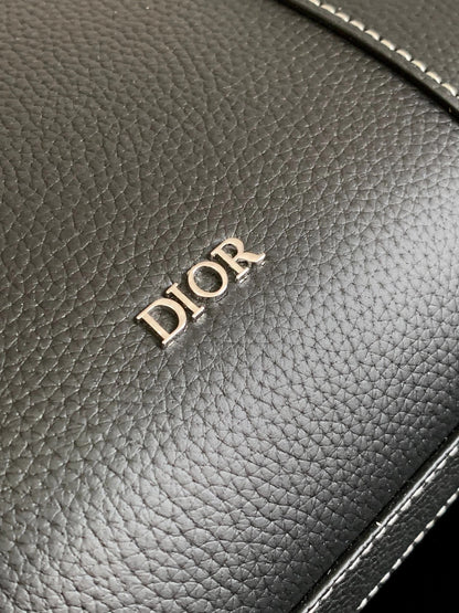 Dior Lingot Briefcase in black grained calfskin leather