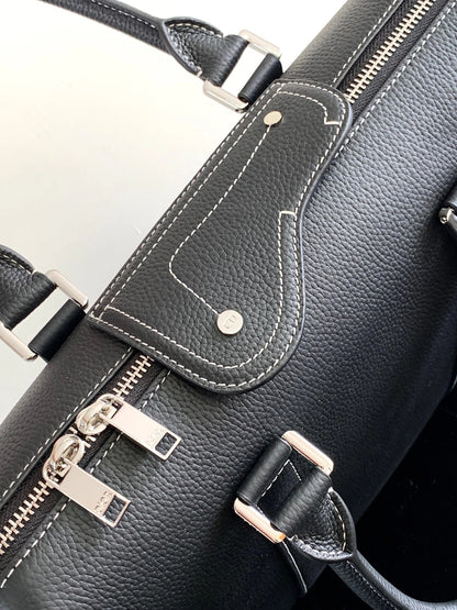 Dior Lingot Briefcase in black grained calfskin leather