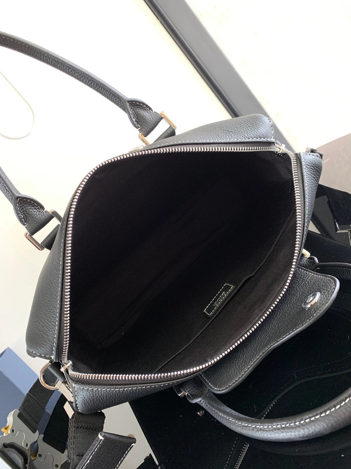 Dior Lingot Briefcase in black grained calfskin leather