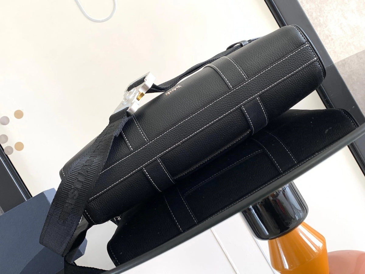 Dior Lingot Briefcase in black grained calfskin leather
