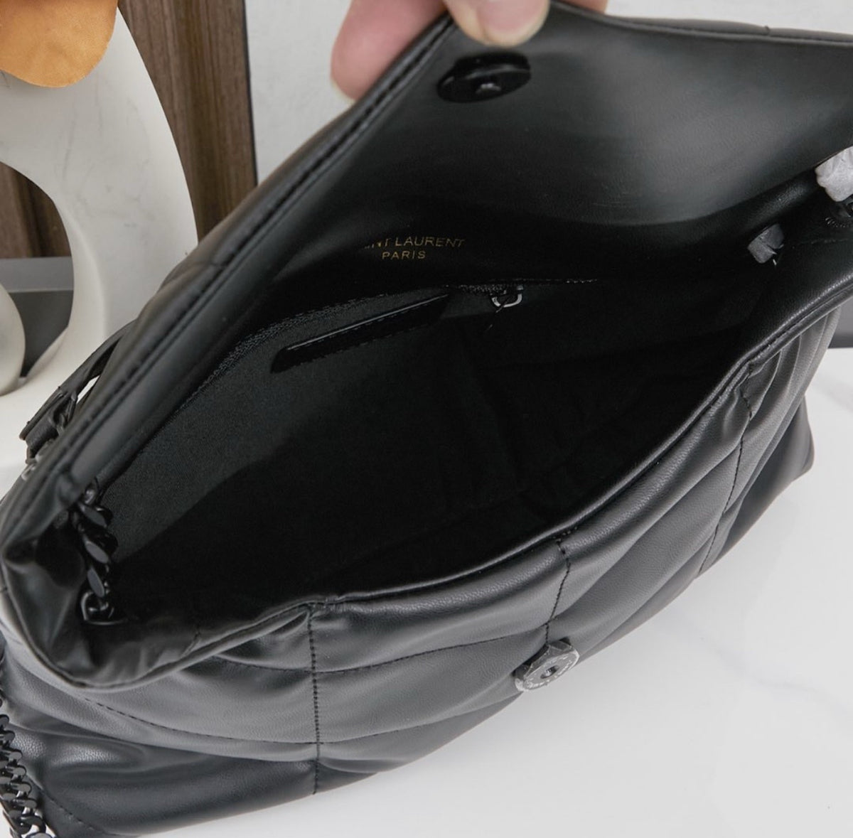 Saint Laurent Puffer Loulou medium shoulder bag in black