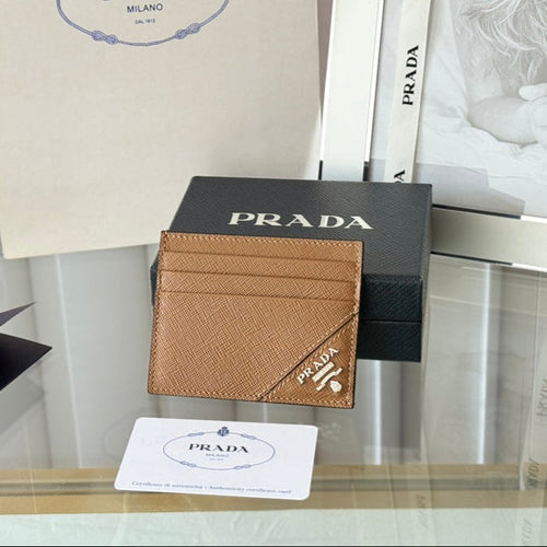 CARD HOLDER 10 IN COFFEE BROWN SAFFIANO LEATHER