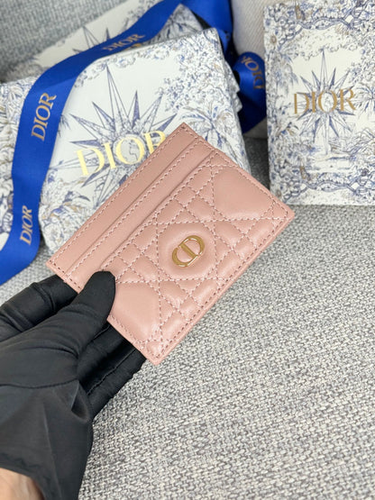 CARO FREESIA CARD HOLDER 10 IN BABY PINK CANNAGE CALFSKIN