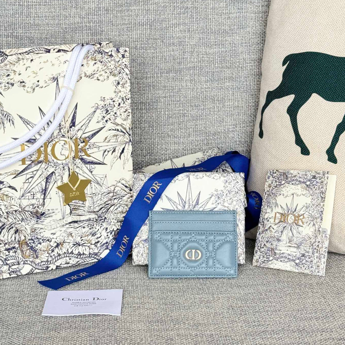CARO FREESIA CARD HOLDER 10 IN BABY BLUE CANNAGE CALFSKIN