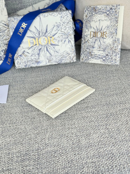 CARO FREESIA CARD HOLDER 10 IN WHITE CANNAGE CALFSKIN