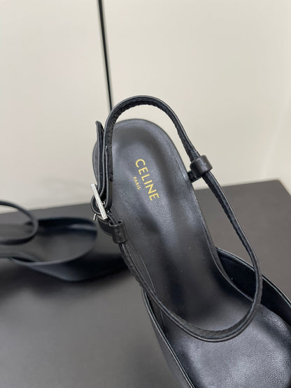 MORRAINE SLINGBACK PUMPS IN BLACK CALFSKIN