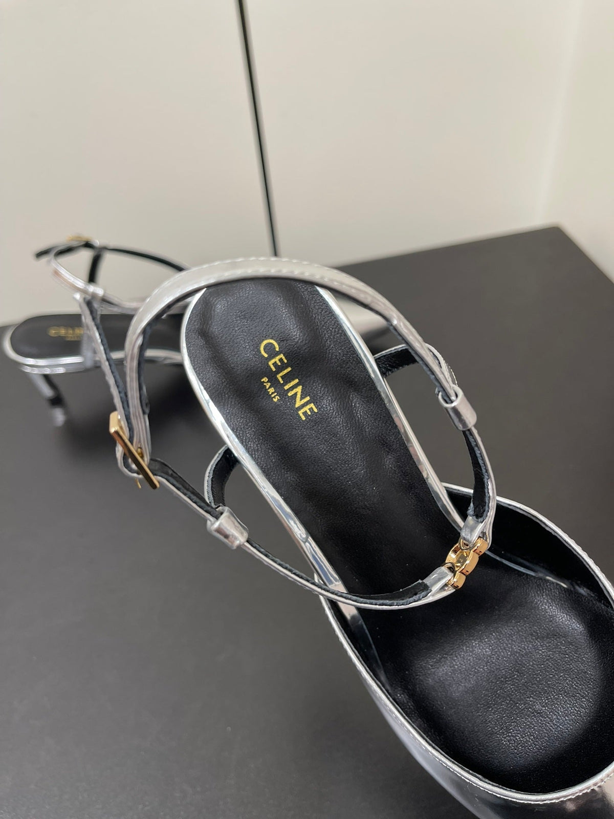 MORRAINE SLINGBACK PUMPS IN SILVER CALFSKIN
