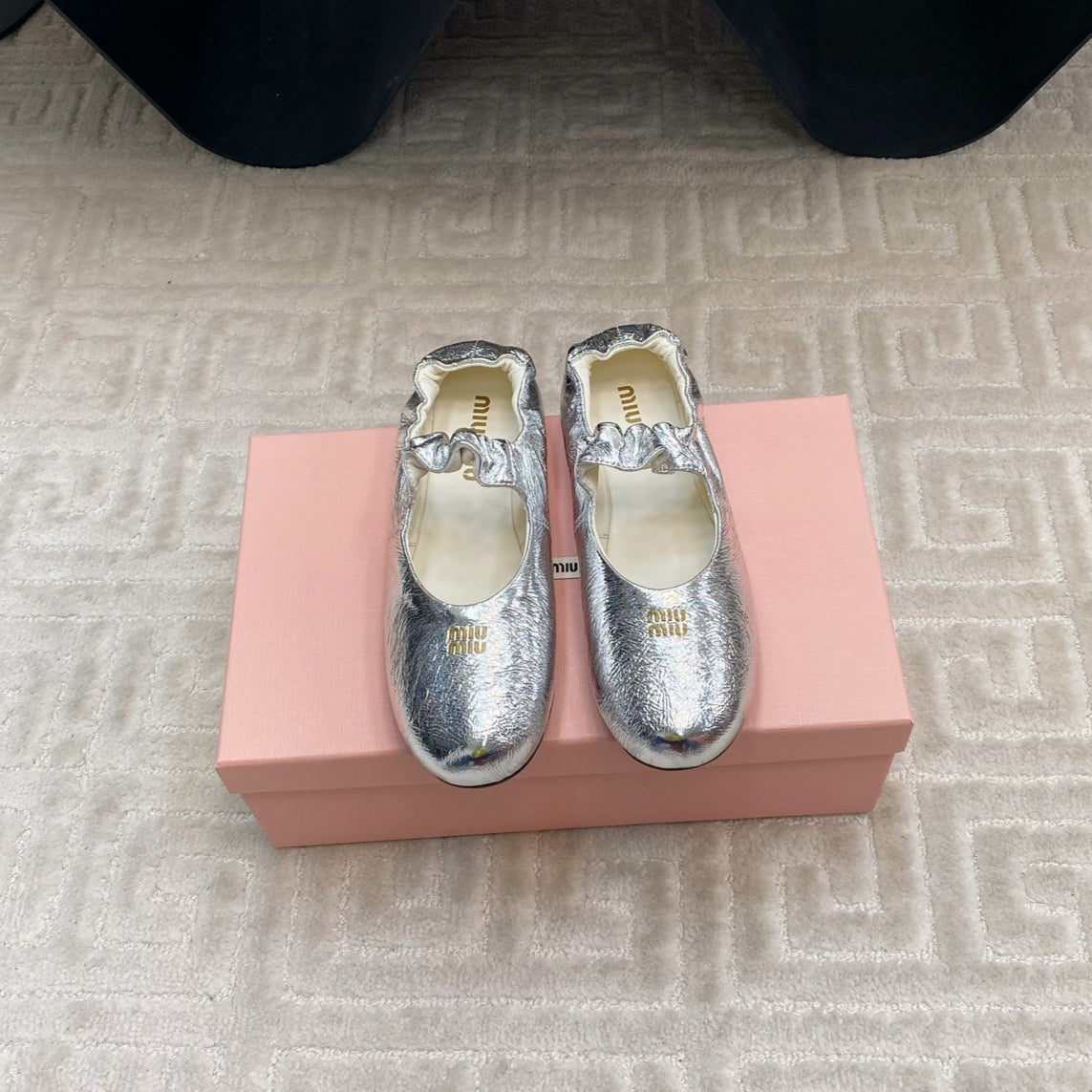MARY JANE FLATS IN SILVER METALLIC SMOOTH LAMBSKIN