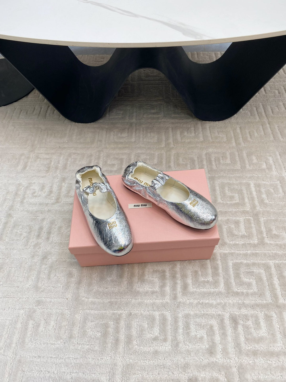 MARY JANE FLATS IN SILVER METALLIC SMOOTH LAMBSKIN