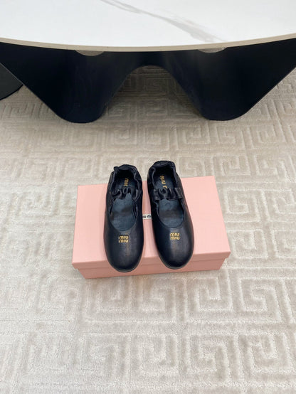 MARY JANE FLATS IN BLACK SMOOTH LAMBSKIN