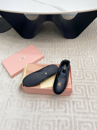 MARY JANE FLATS IN BLACK SMOOTH LAMBSKIN