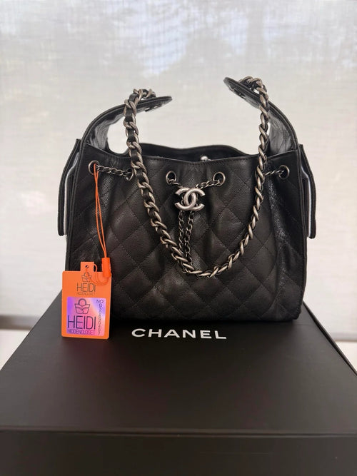 Chanel 25 Small Black Sliver Hardware