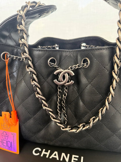 Chanel 25 Small Black Sliver Hardware