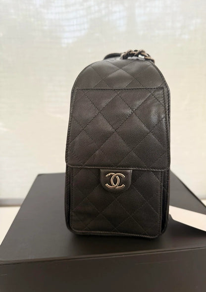 Chanel 25 Small Black Sliver Hardware