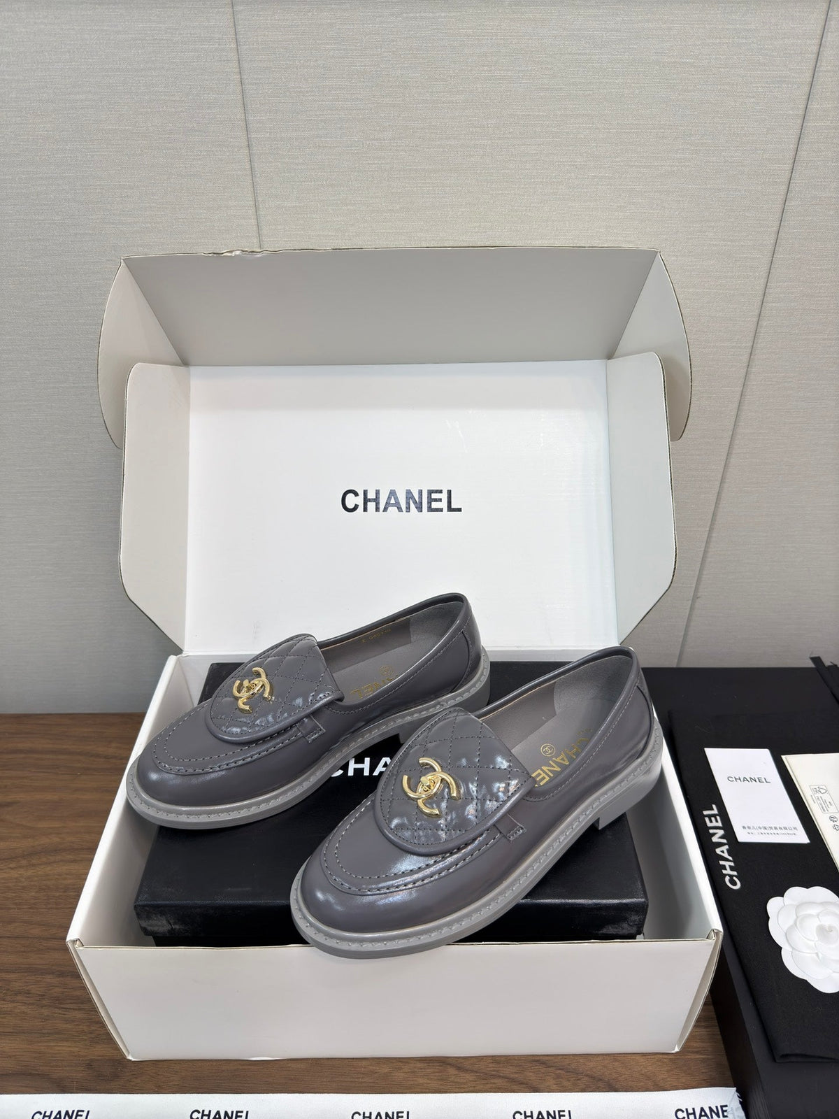 MOCCASIN 2.5 CM IN MOUSE GRAY PREMIUM LAMBSKIN