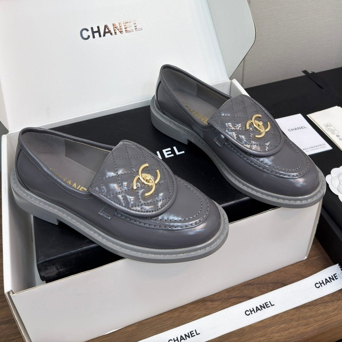 MOCCASIN 2.5 CM IN MOUSE GRAY PREMIUM LAMBSKIN