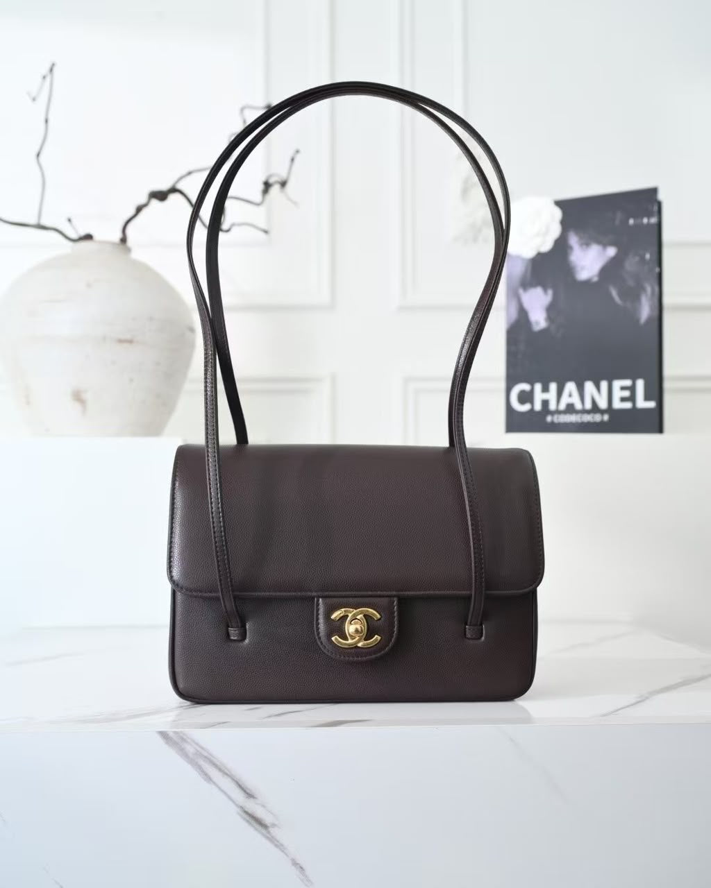 Chanel Preppy Coco Small Flap Bag in dark brown