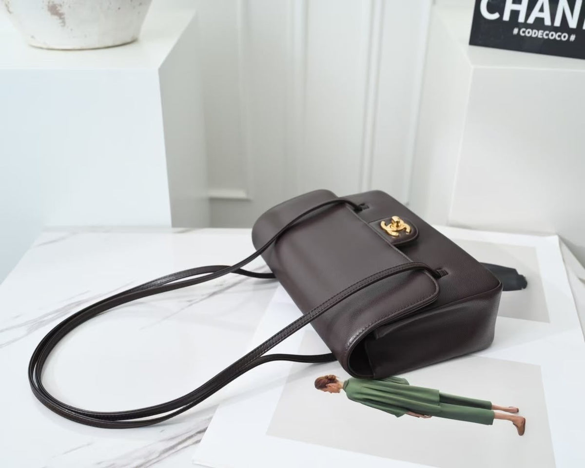 Chanel Preppy Coco Small Flap Bag in dark brown