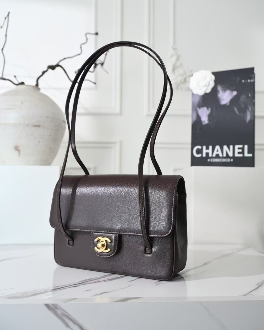 Chanel Preppy Coco Small Flap Bag in dark brown