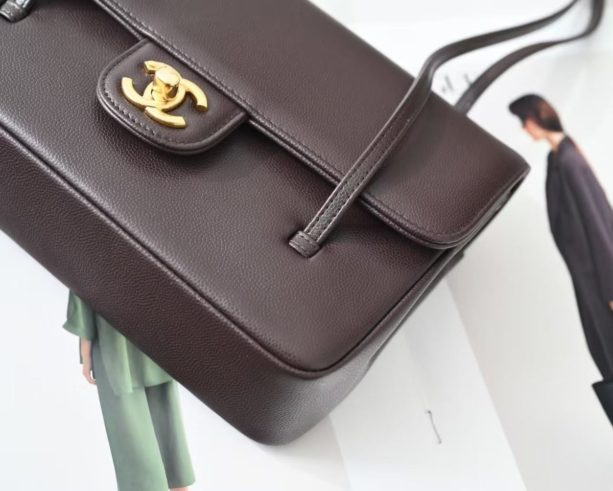 Chanel Preppy Coco Small Flap Bag in dark brown