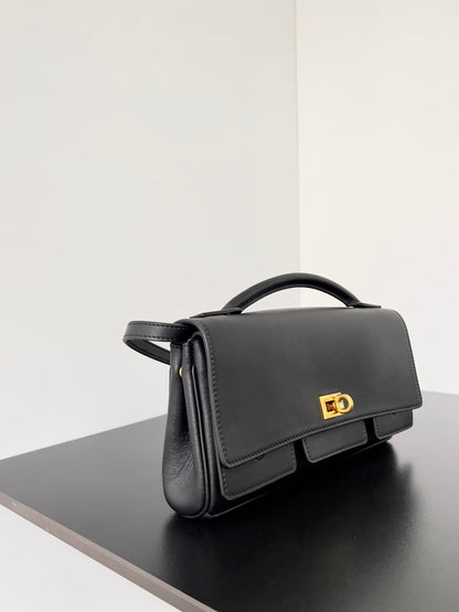 BEL AIR CLUTCH 27 IN BLACK NAPPA LAMBSKIN GOLD HARDWARE
