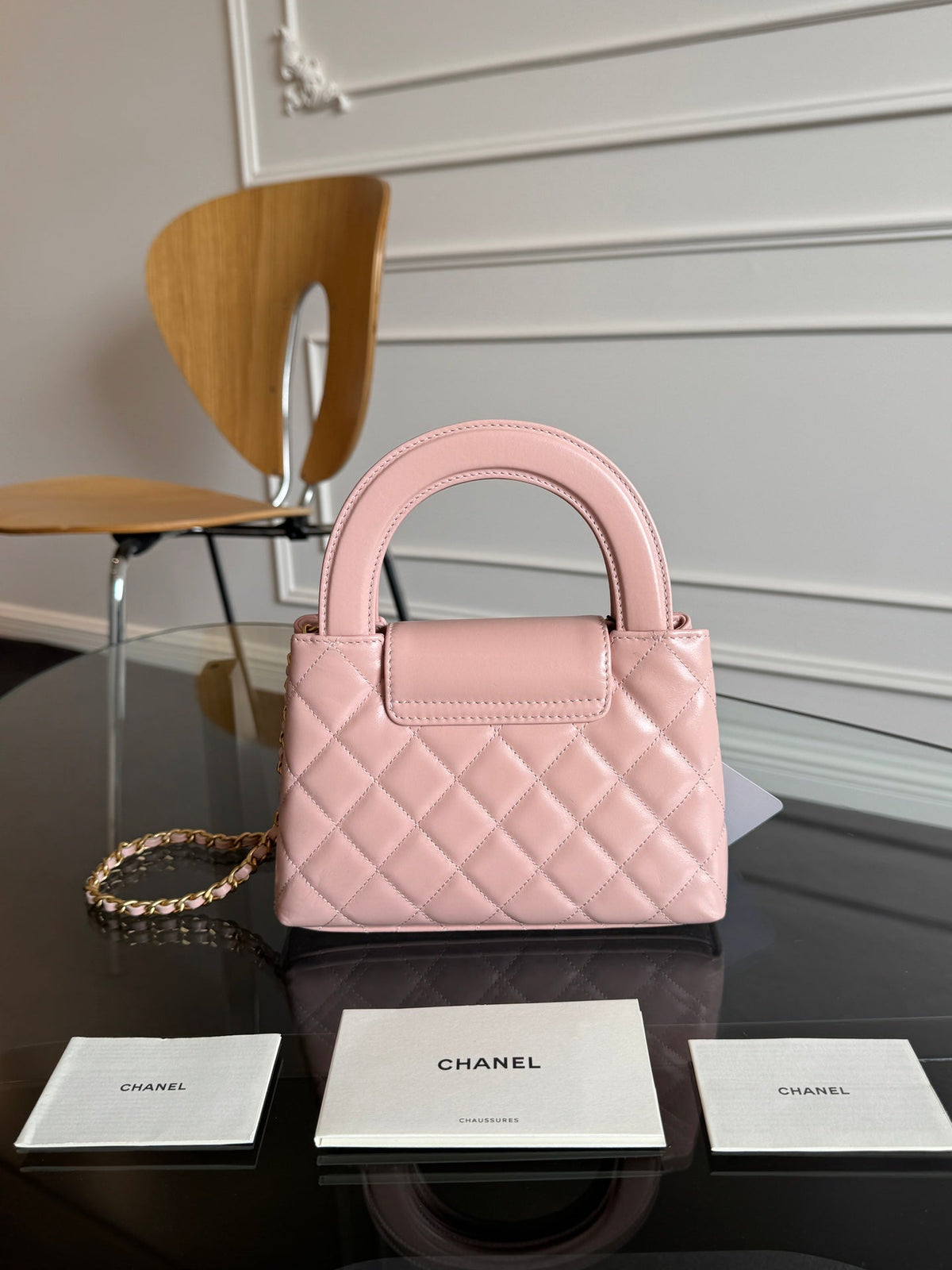 CHANEL KELLY BAG 19 IN LIGHT PINK CALFSKIN GOLD HARDWARE