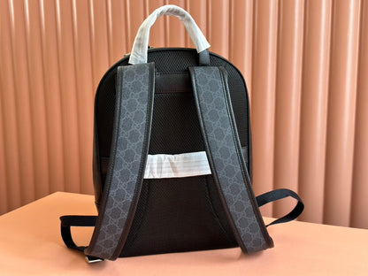MEDIUM GG BACKPACK 40 IN DARK GREY AND BLACK CALFSKIN