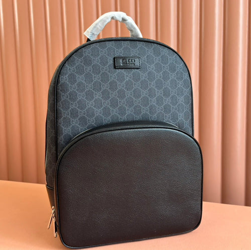 MEDIUM GG BACKPACK 40 IN DARK GREY AND BLACK CALFSKIN