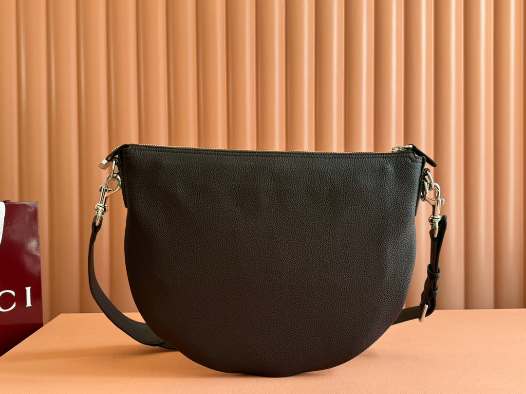 BODY SHOULDER BAG 40 IN DARK BROWN CALFSKIN SILVER HARDWARE
