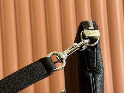 BODY SHOULDER BAG 40 IN DARK BROWN CALFSKIN SILVER HARDWARE