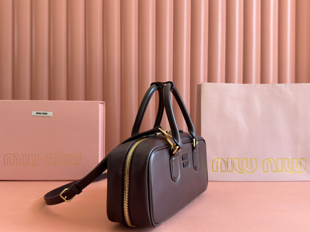 ARCADIE BAG 27 IN COPPER BROWN SHINY CALFSKIN