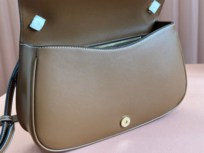 BLONDIE LARGE TOP HANDLE BAG 32 IN BROWN CALFSKIN