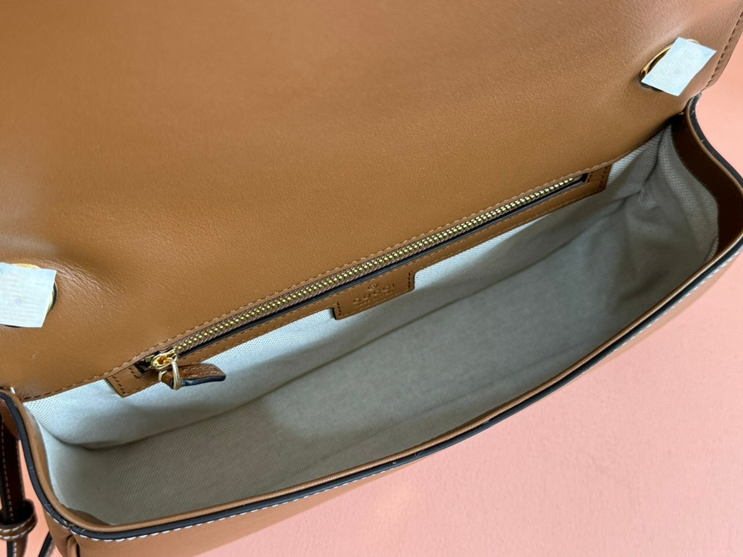 BLONDIE LARGE TOP HANDLE BAG 32 IN BROWN CALFSKIN