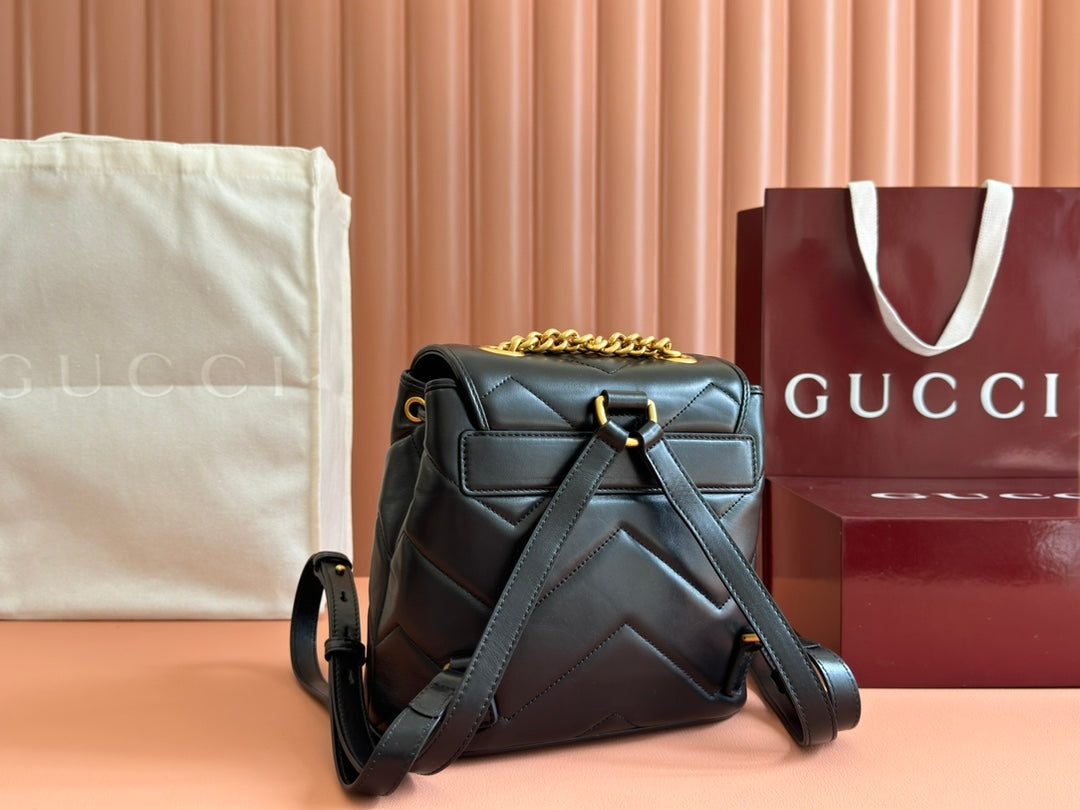 MARMONT BACKPACK 20 IN BLACK CALFSKIN GOLD HARDWARE