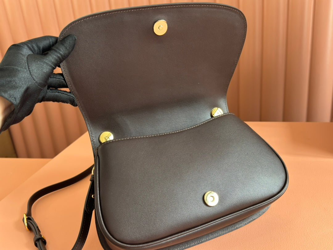 BLONDIE LARGE TOP HANDLE BAG 32 IN DARK BROWN CALFSKIN