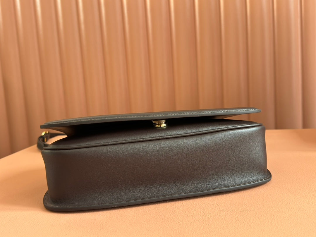 BLONDIE LARGE TOP HANDLE BAG 32 IN DARK BROWN CALFSKIN