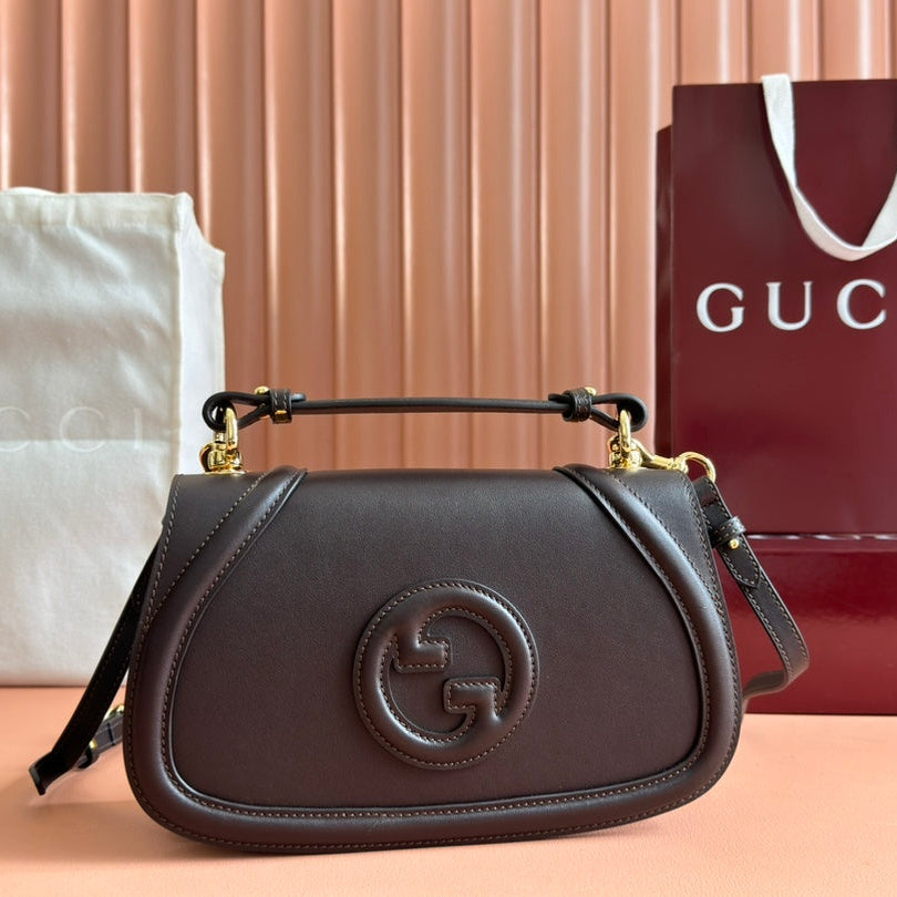 BLONDIE LARGE TOP HANDLE BAG 32 IN DARK BROWN CALFSKIN