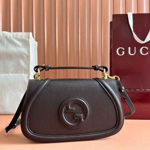 BLONDIE LARGE TOP HANDLE BAG 32 IN DARK BROWN CALFSKIN