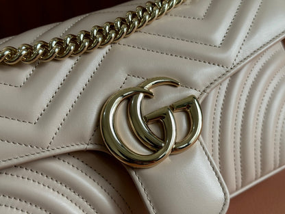 MARMONT MEDIUM SHOUDER BAG 26 IN LIGHT BEIGE CALFSKIN