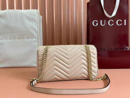 MARMONT MEDIUM SHOUDER BAG 26 IN LIGHT BEIGE CALFSKIN