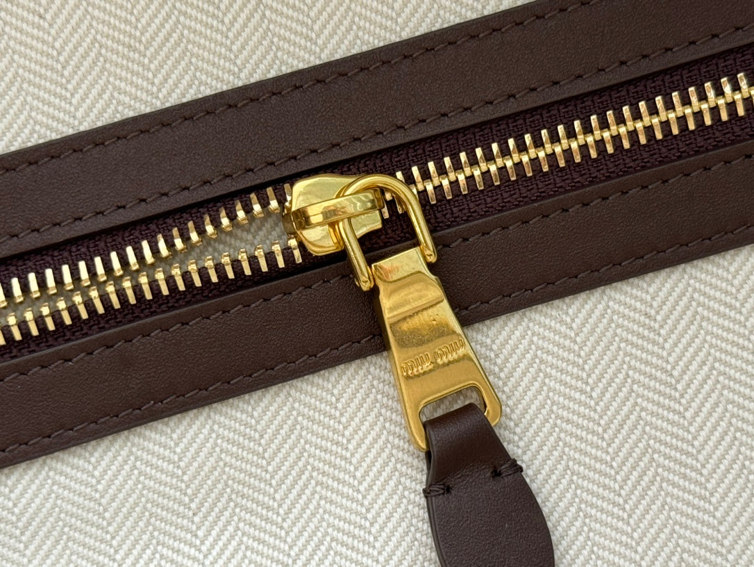 BEAU TOP HANDLE BAG 34 IN COFFEE BROWN SUEDE EMBOSSED LOGO