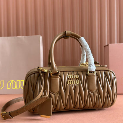 ARCADIE MATELASSÉ BAG 27 IN SEPIA BROWN CALFSKIN GOLD HARDWARE