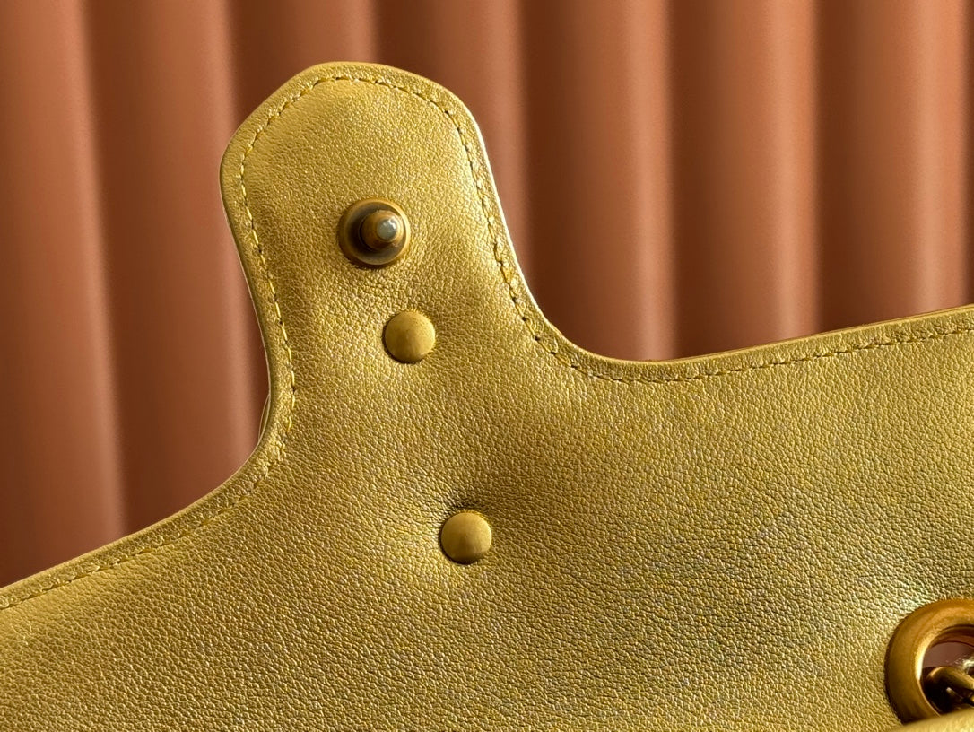 MARMONT MEDIUM SHOUDER BAG 23 IN YELLOW GLOSSY CALFSKIN